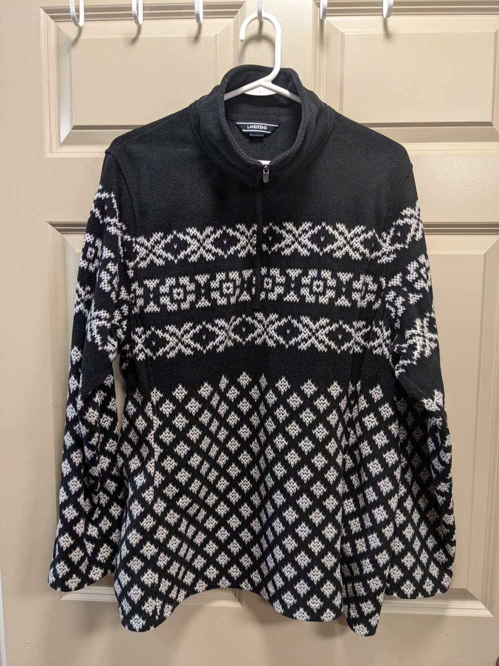 Lands' End Fair Isle Quarter Zip Pullover Fleece Jacket Size 1X